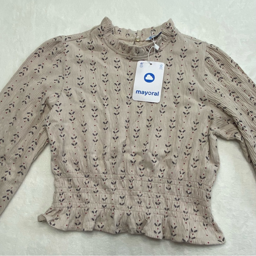 Mayoral Girls Cream Floral Crop Top NWT Size 10